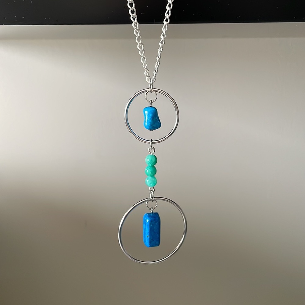 Hanging Hoop gemstone necklace